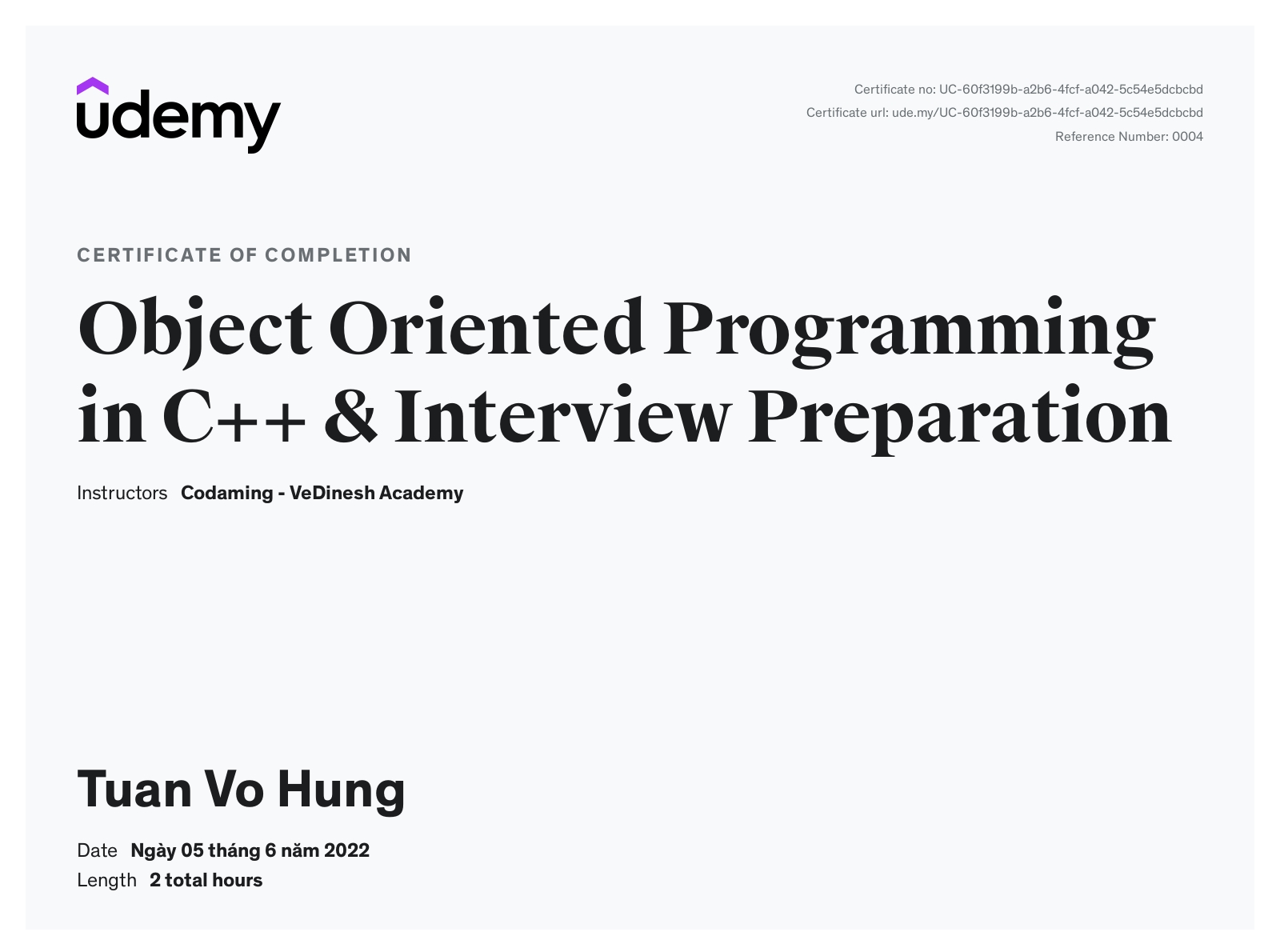 vohungtuan Object Oriented Programming in C++ & Interview Preparation